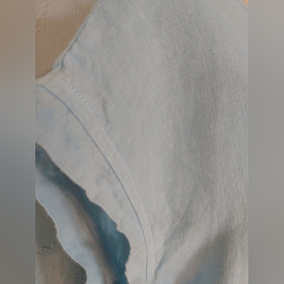 Nantucket Summer 100% Linen Sea Blue Beach Dress Classic House Picnic Cottage L - Picture 4 of 16